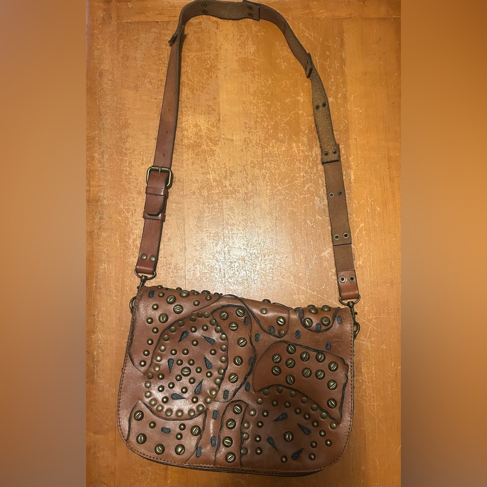 Patricia Nash SIGNED Studded Brown Leather Purse